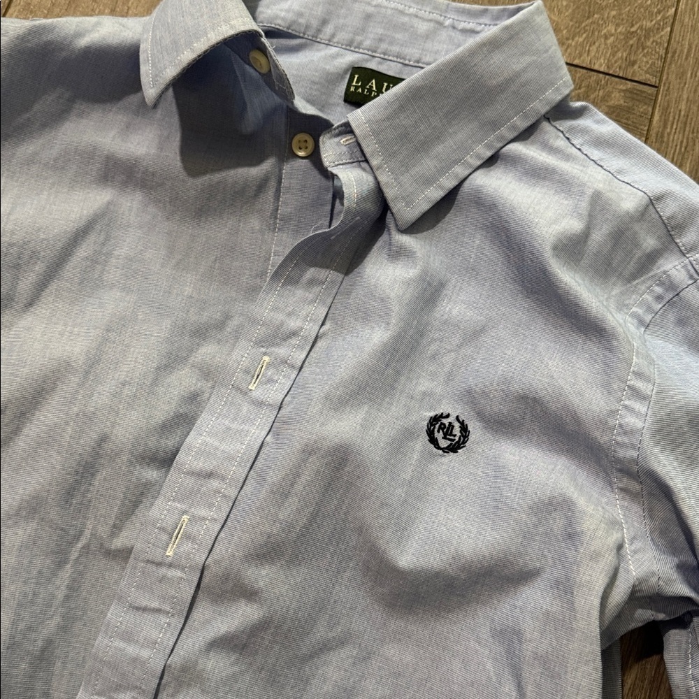Lauren Ralph Lauren Youth Button Up Crest Logo Preppy Academic Shirt 16R - Picture 2 of 4